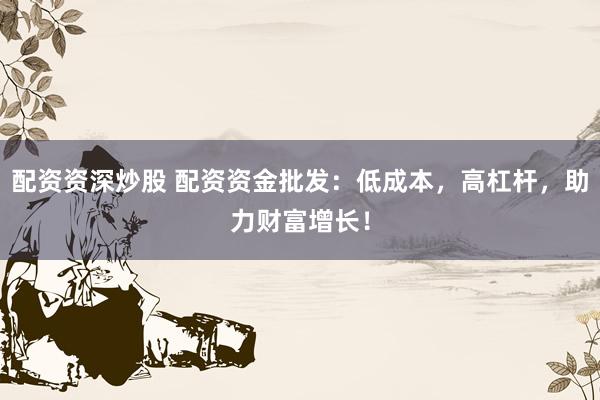 配资资深炒股 配资资金批发：低成本，高杠杆，助力财富增长！