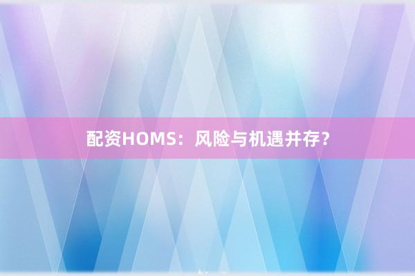 配资HOMS:风险与机遇并存?