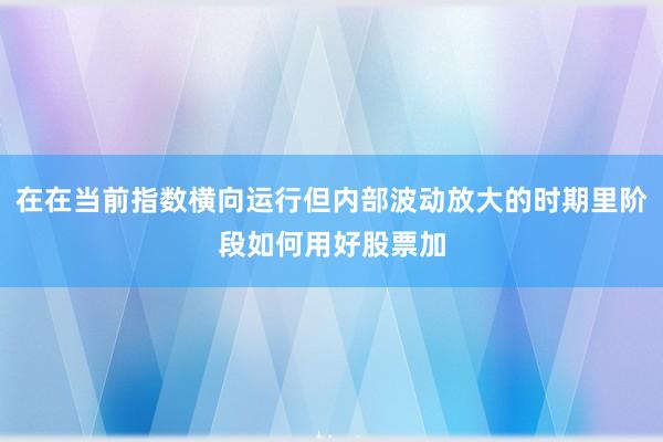 在在当前指数横向运行但内部波动放大的时期里阶段如何用好股票加