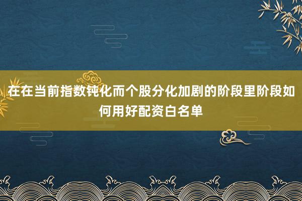 在在当前指数钝化而个股分化加剧的阶段里阶段如何用好配资白名单