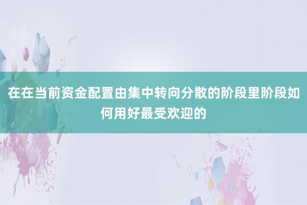 在在当前资金配置由集中转向分散的阶段里阶段如何用好最受欢迎的