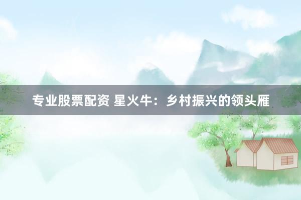 专业股票配资 星火牛：乡村振兴的领头雁