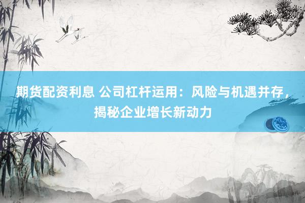 期货配资利息 公司杠杆运用:风险与机遇并存,揭秘企业增长新动力