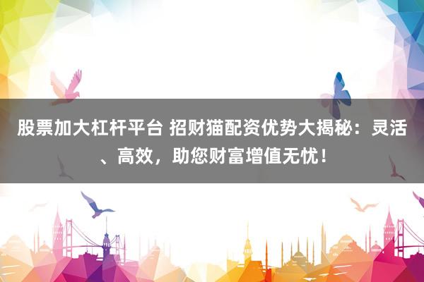 股票加大杠杆平台 招财猫配资优势大揭秘：灵活、高效，助您财富增值无忧！